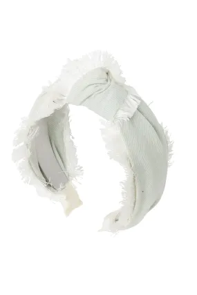 Knot Fringe Headband - Light Blue Denim