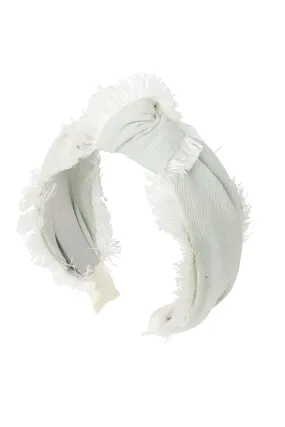 Knot Fringe Headband - Light Blue Denim