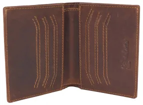 Mens Slim Bifold Vintage Leather Wallet RFID Blocking Vertical Credit Card Slots Holder Wallets for Men