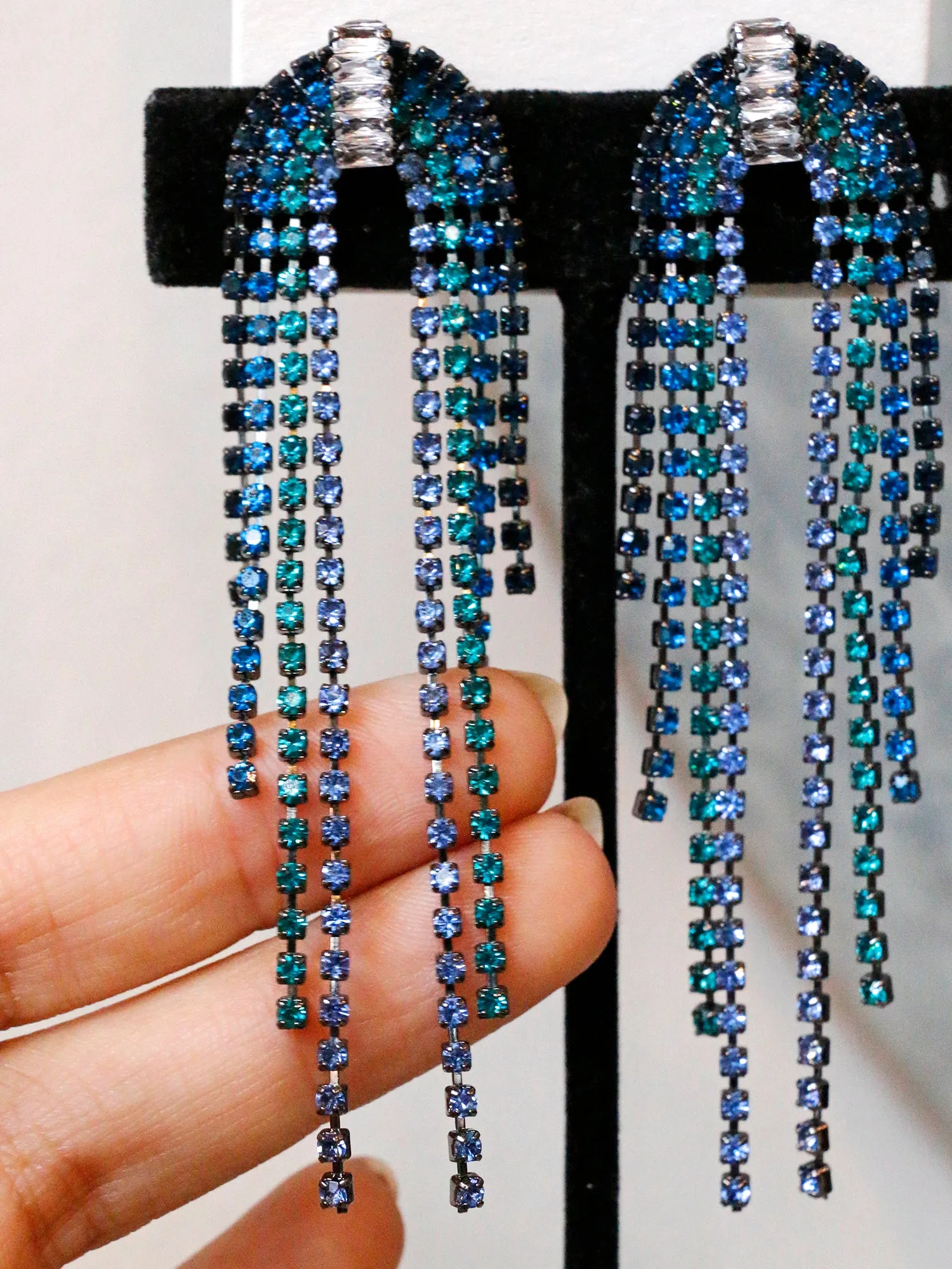 Nuance Blue Ombre Arch Drop Earrings