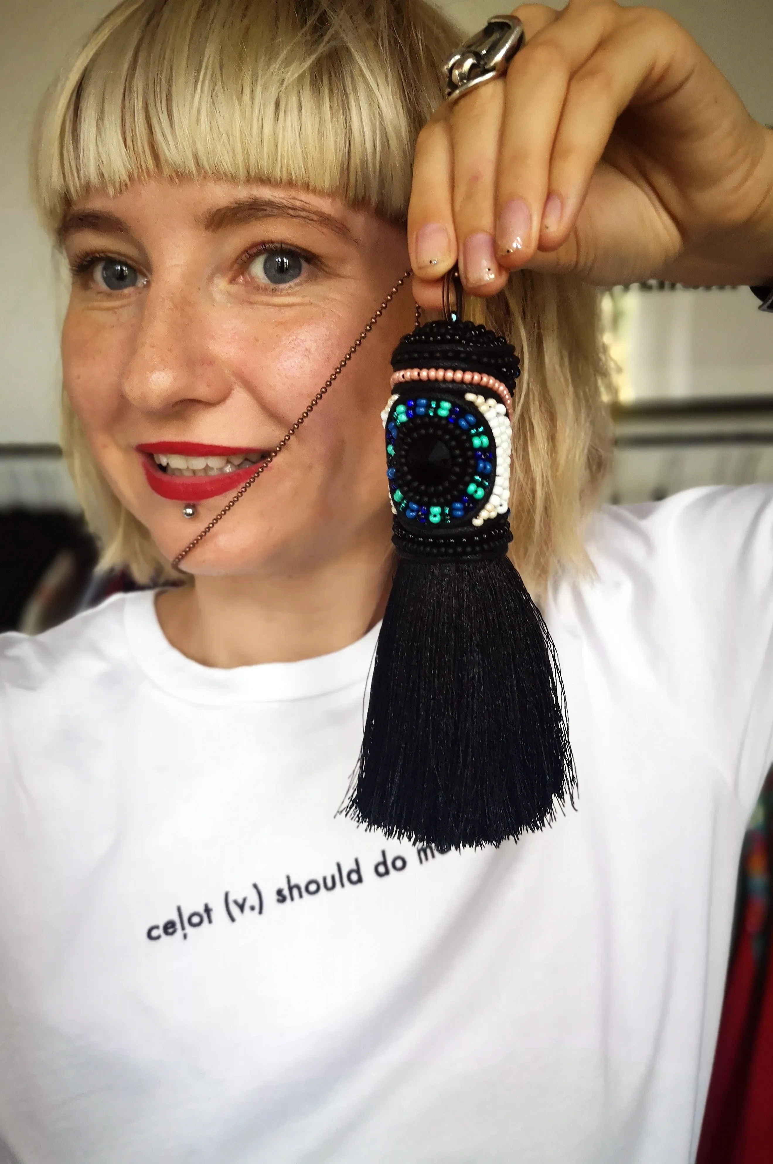 Oversized Tassel Statement Necklace With an Eye Design "See the Beauty"
