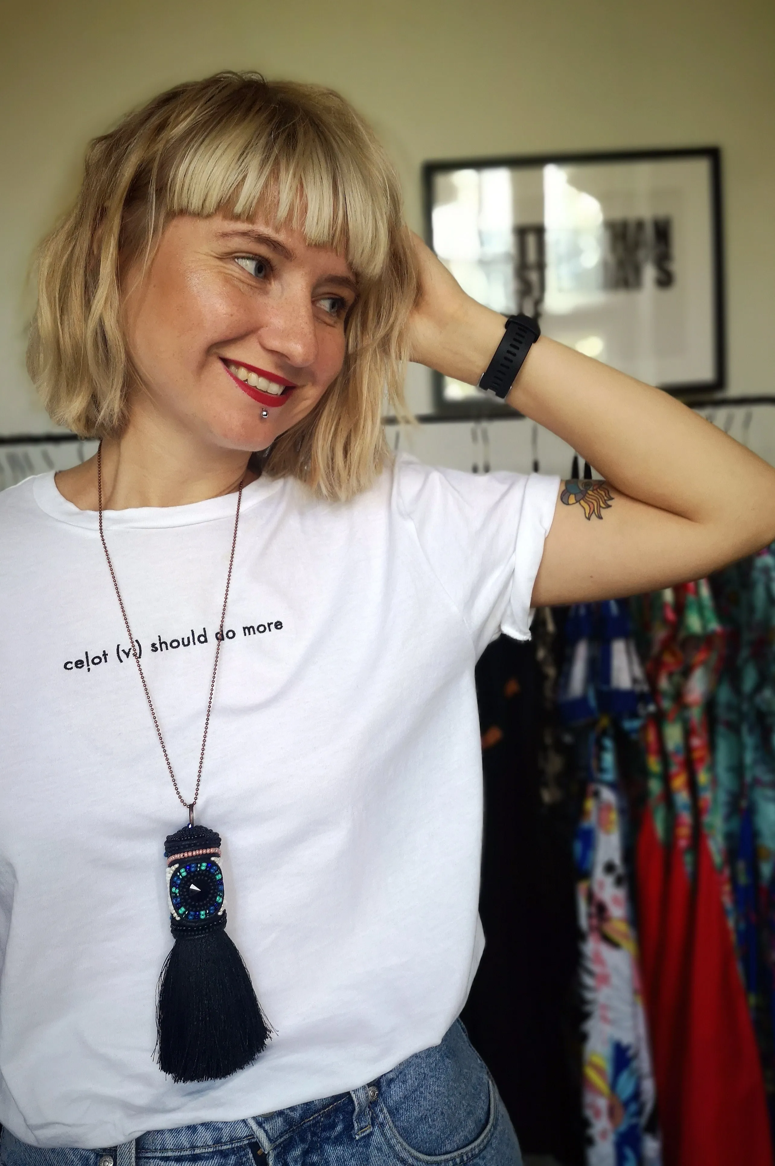 Oversized Tassel Statement Necklace With an Eye Design "See the Beauty"
