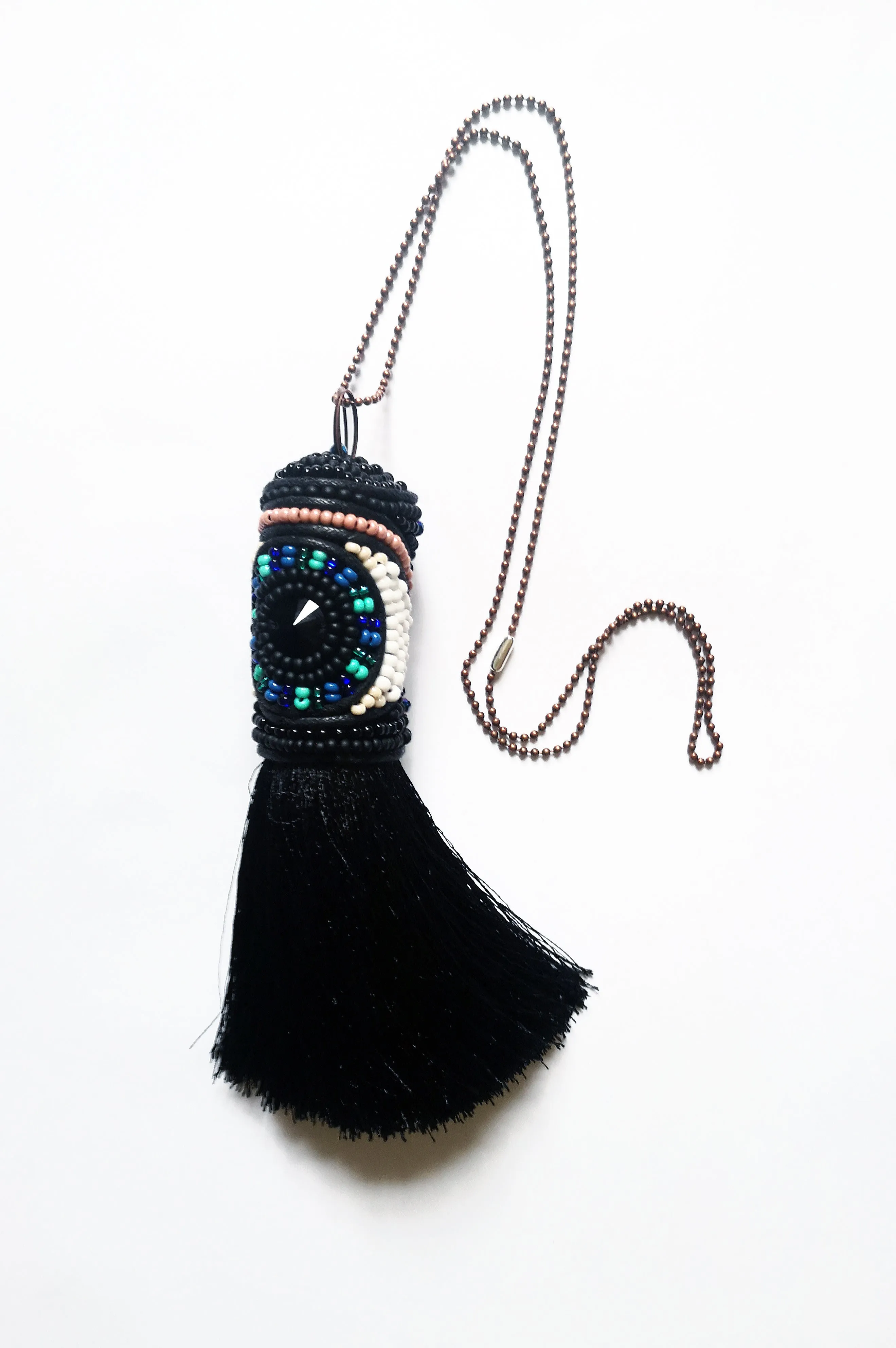 Oversized Tassel Statement Necklace With an Eye Design "See the Beauty"