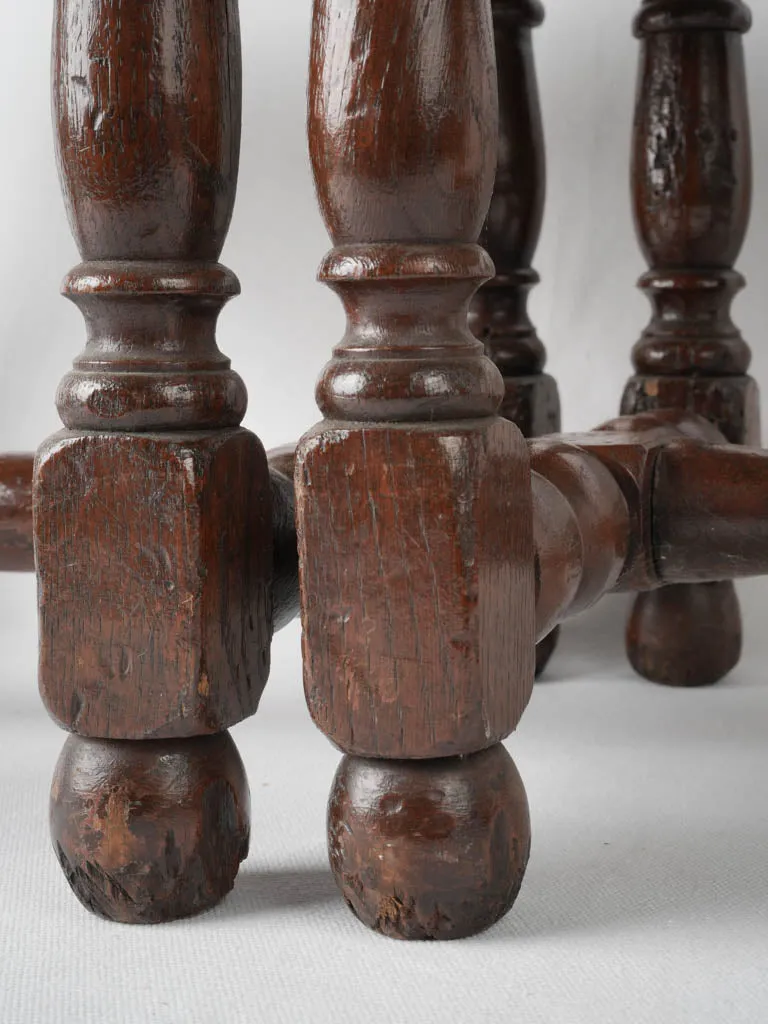 Pair of 17th-century beautiful tapestry stools w/ turned walnut legs
