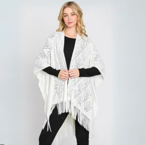 Paisley Pattern Fringe Knit Kimono