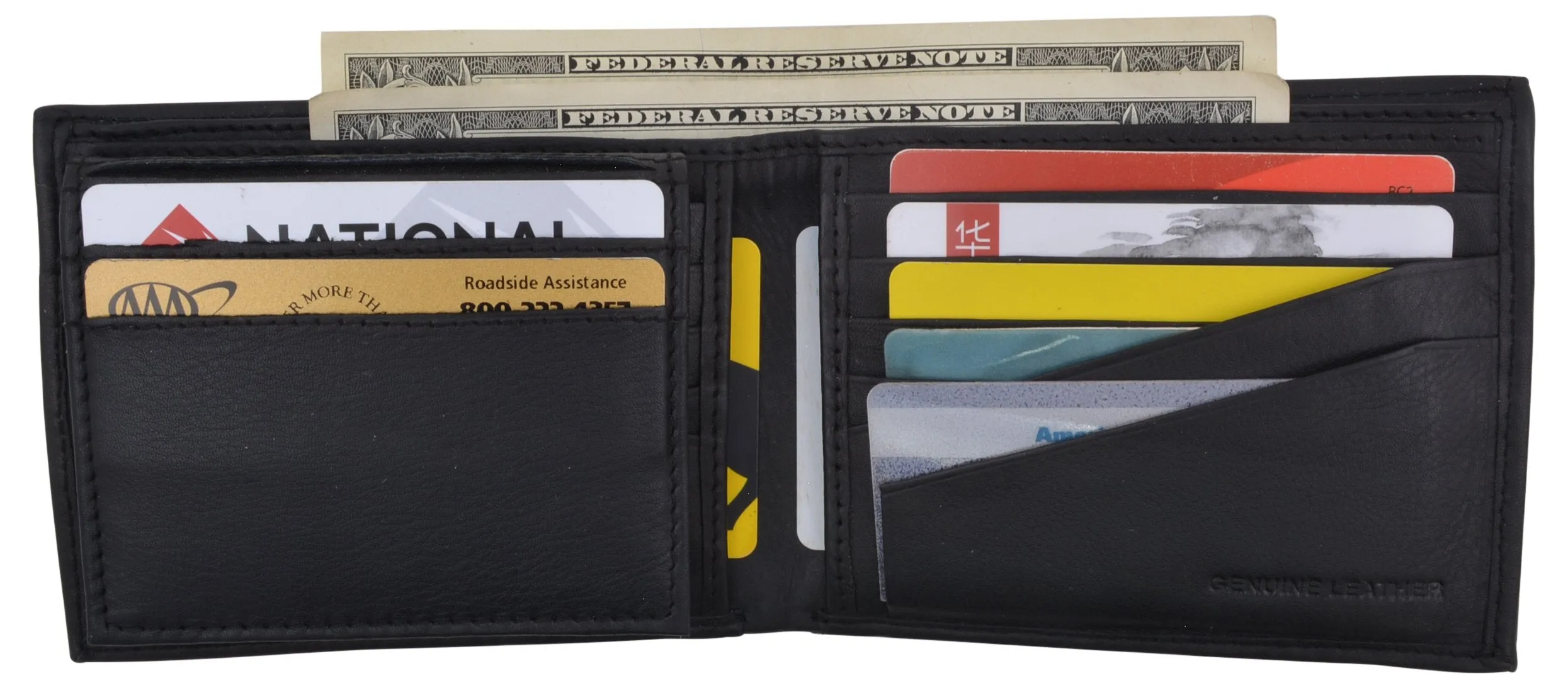 RFID Mens Soft Leather Black Bifold Wallet With Removable Multi-Card ID Holder RFIDCN589