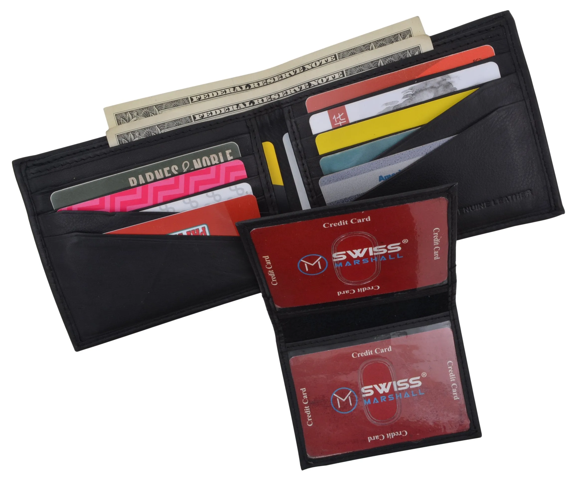 RFID Mens Soft Leather Black Bifold Wallet With Removable Multi-Card ID Holder RFIDCN589