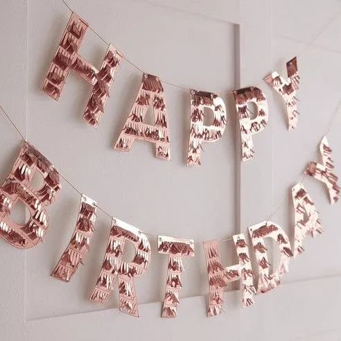 Rose Gold Fringed Birthday Banner