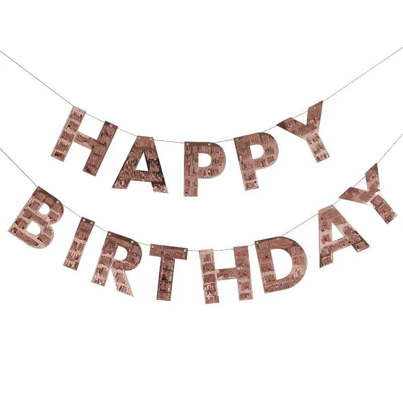 Rose Gold Fringed Birthday Banner