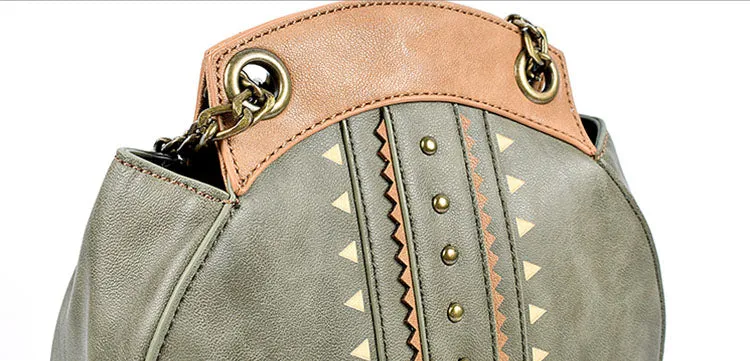 Small Womens Vegan Leather Fringe Circle Crossbody Bag Boho Purses for Women