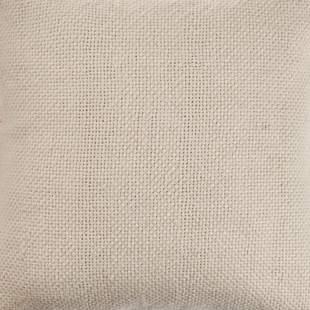 Solid Ivory Woven  with Fringe LR07519 Throw Pillow