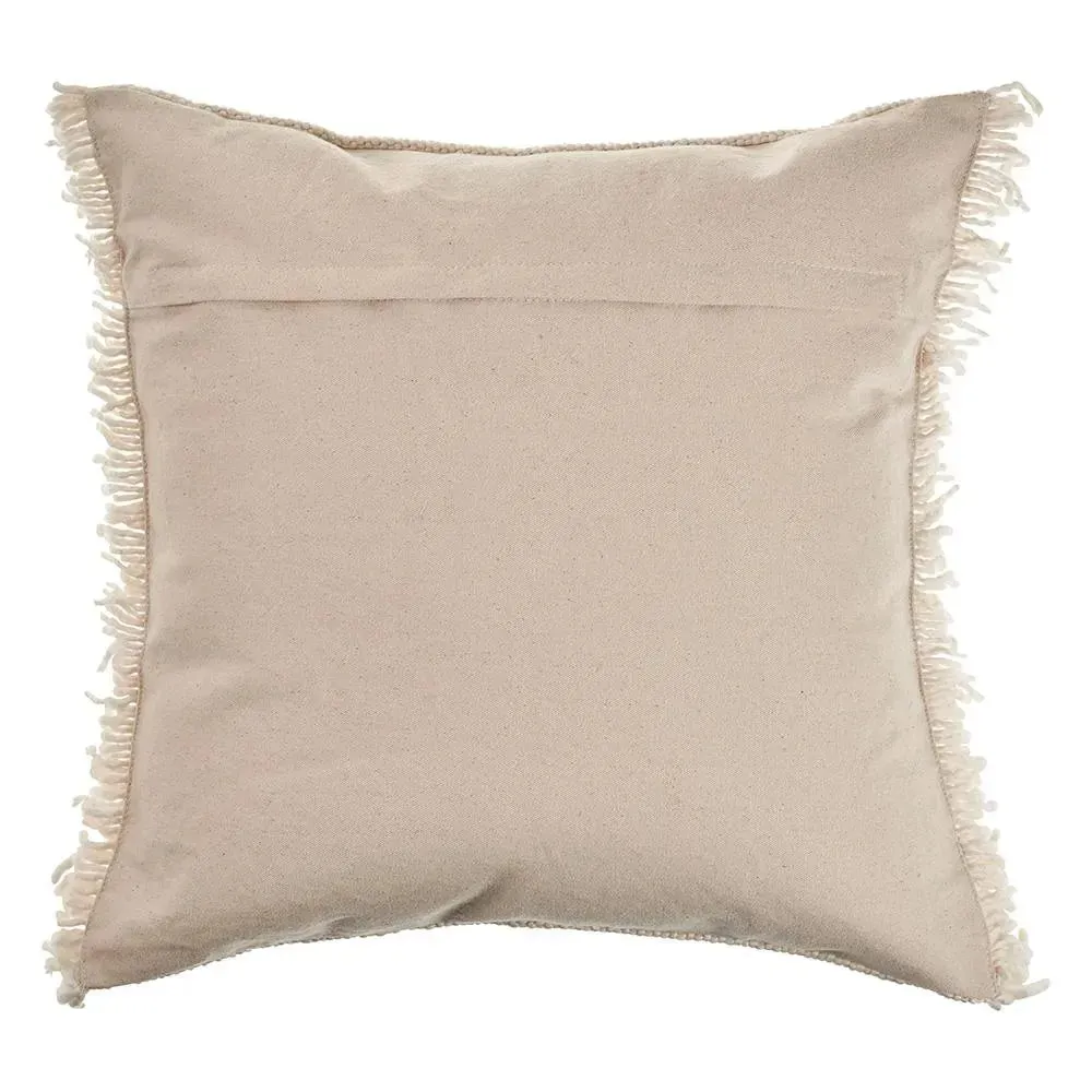 Solid Ivory Woven  with Fringe LR07519 Throw Pillow