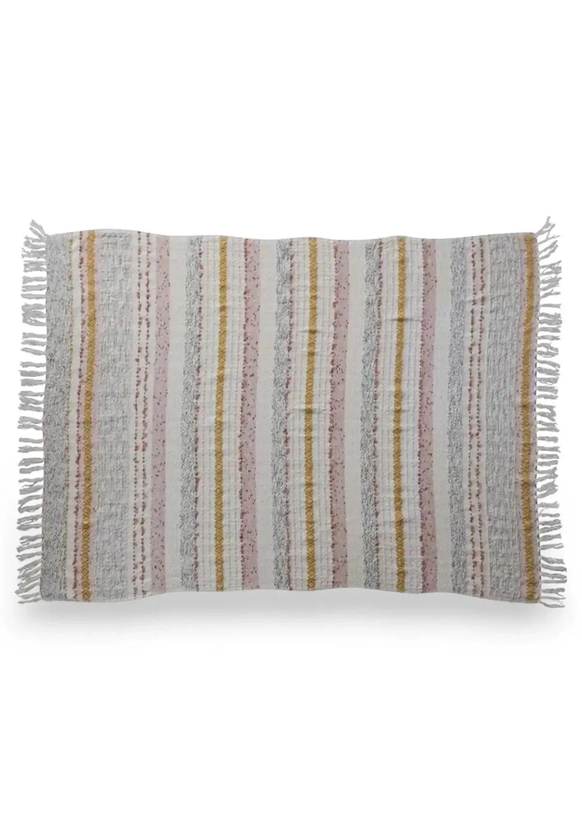 Striped Woven Cotton Blend Throw