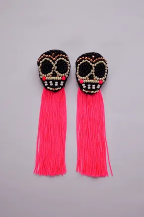 Sugar scull earrings with fringe