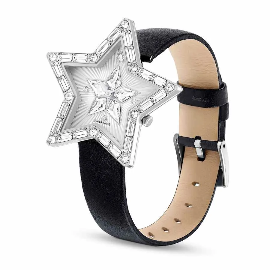 Symbolica Swiss Made Leather White Stainless Steel Star Watch 5656952