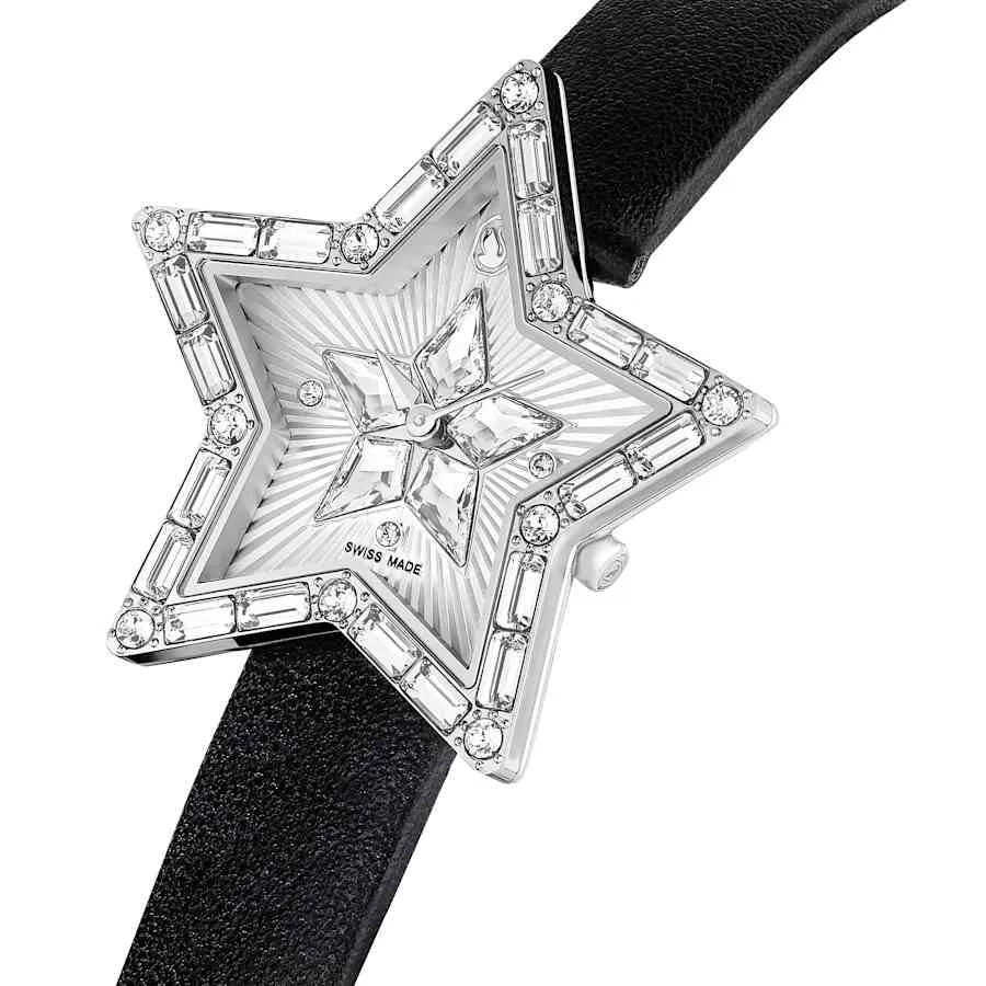 Symbolica Swiss Made Leather White Stainless Steel Star Watch 5656952