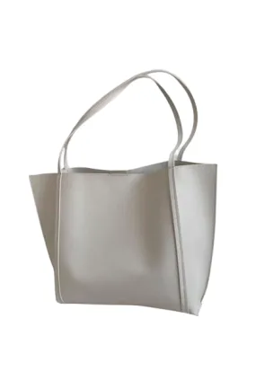 Tote Bag - Faux White Leather