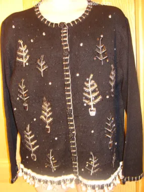 Ugly Christmas Sweater Bling Shiny Night Christmas Trees