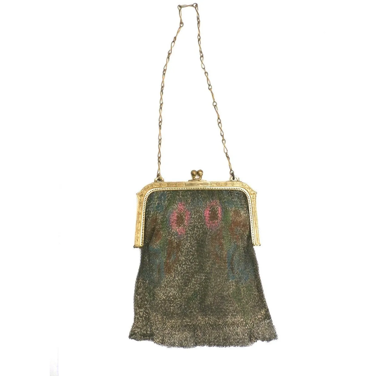 Vintage 1920s Purse Handbag Art Deco Whiting Davis Water Colors