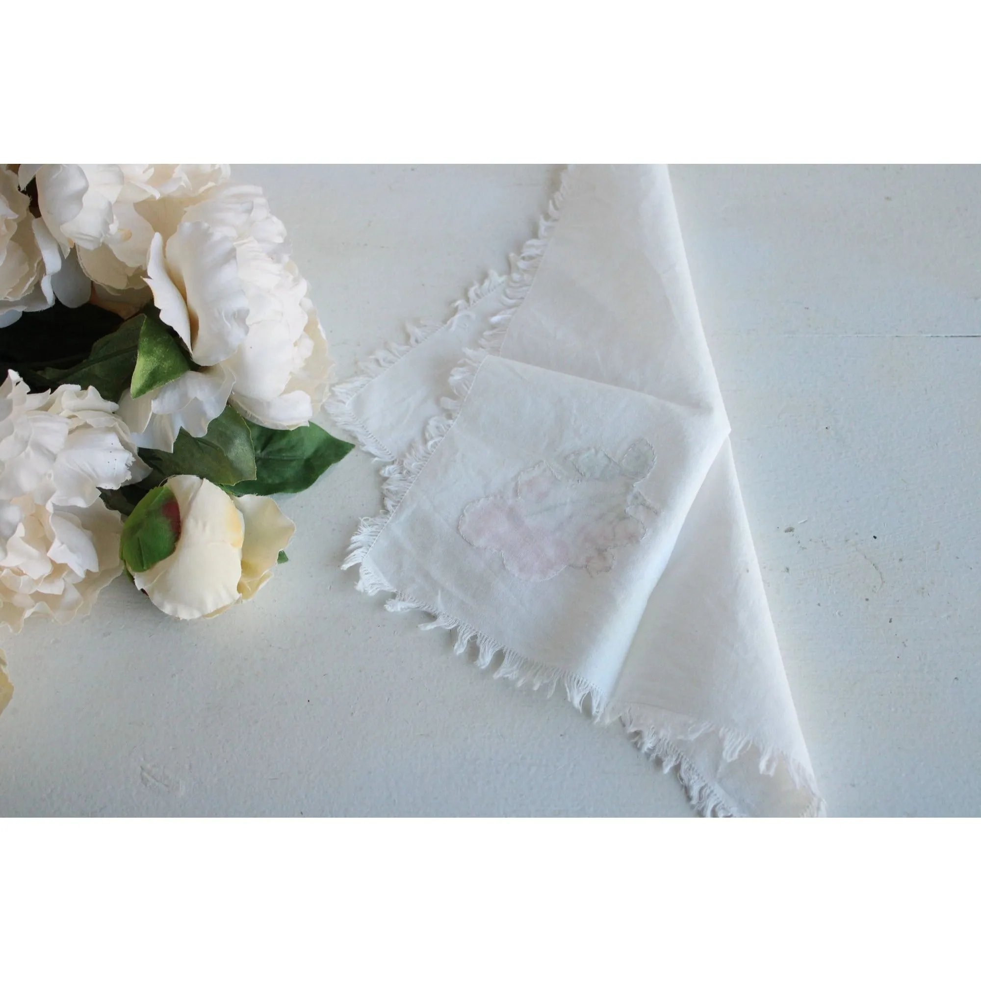 Vintage Cherry Linen Handkerchief