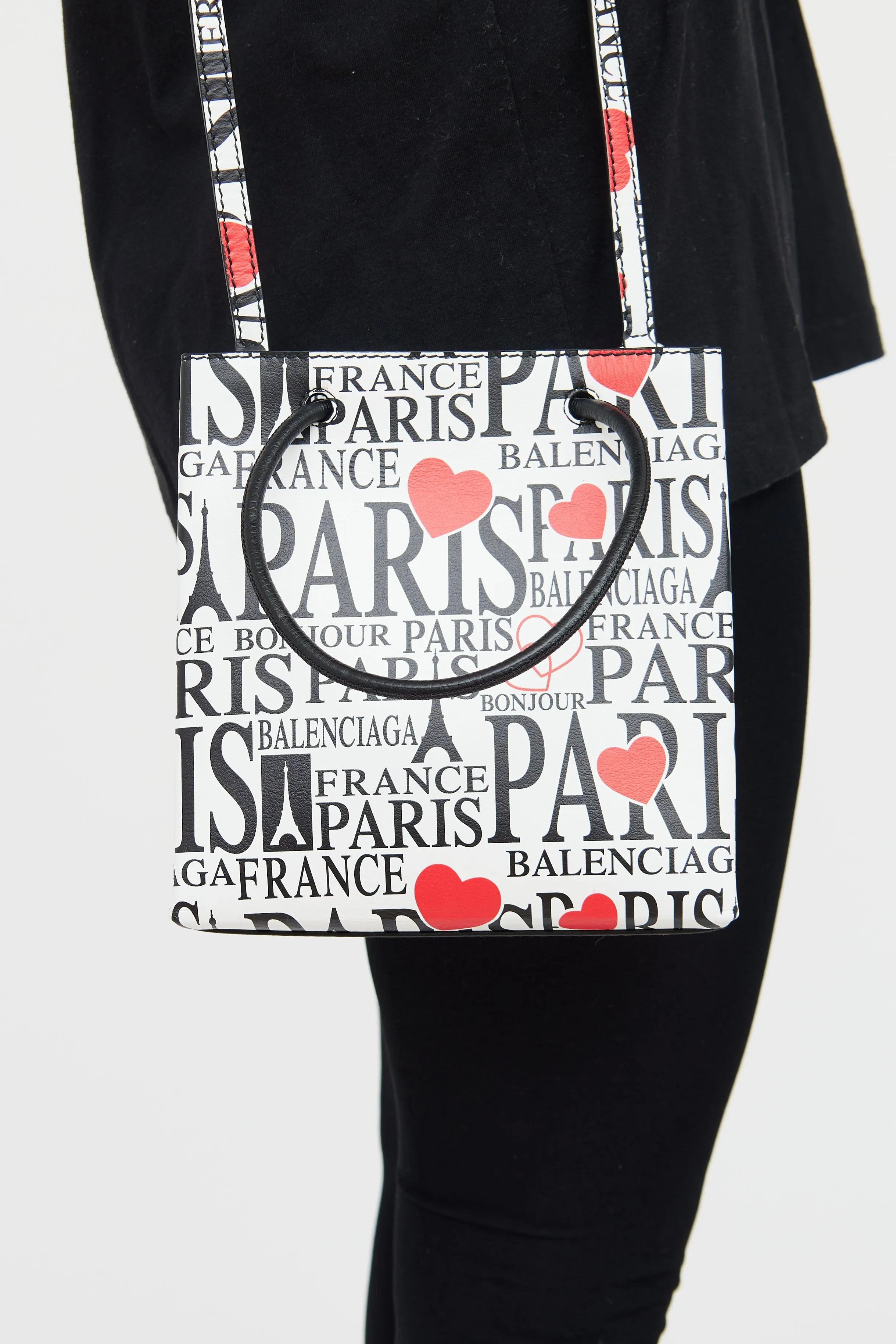 White, Black, and Red Paris Shopper Tote Bag