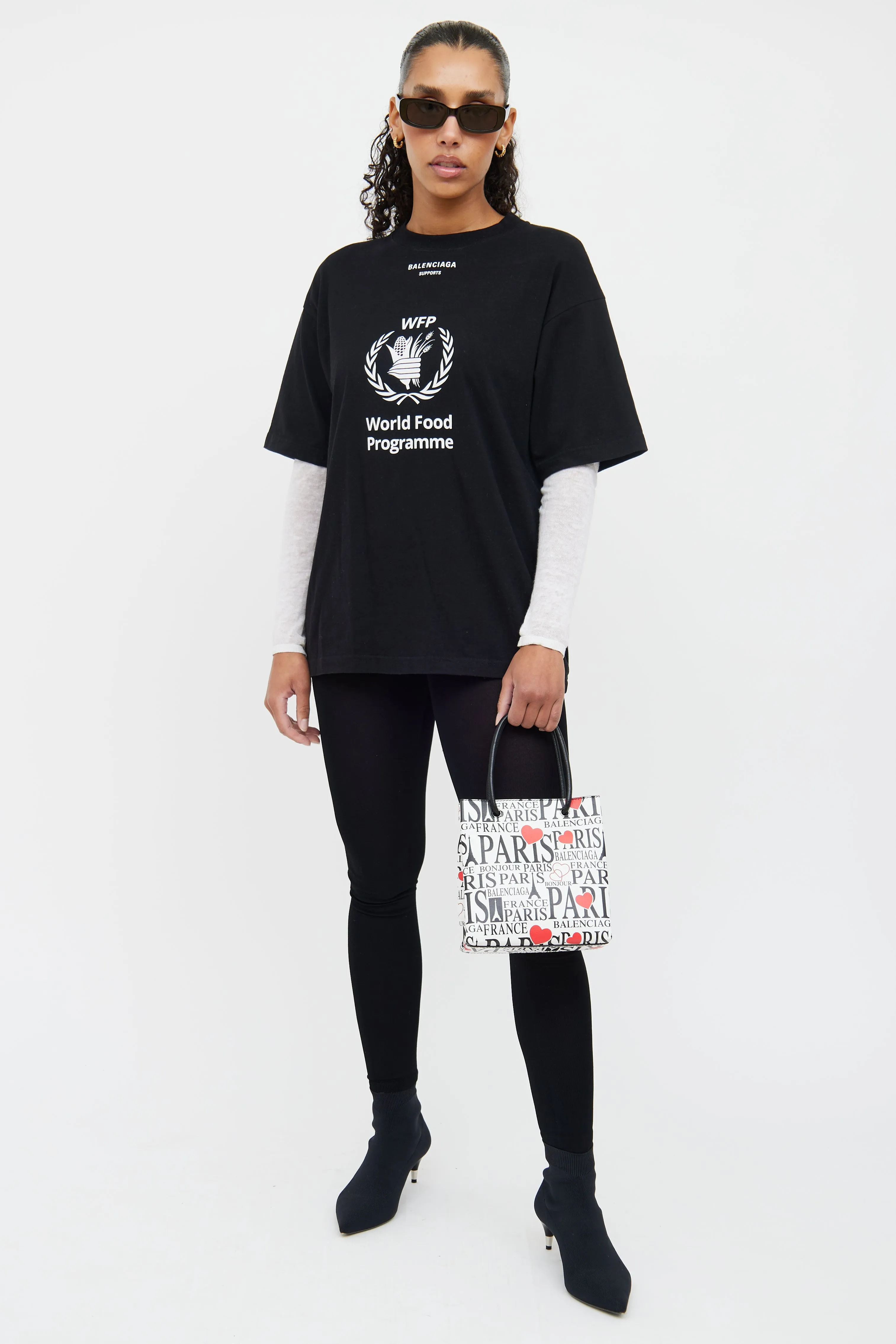 White, Black, and Red Paris Shopper Tote Bag