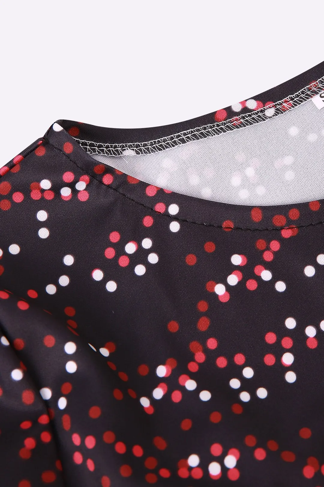 Wholesale Black Floral Print Round Neck Long Sleeve Mini Dress