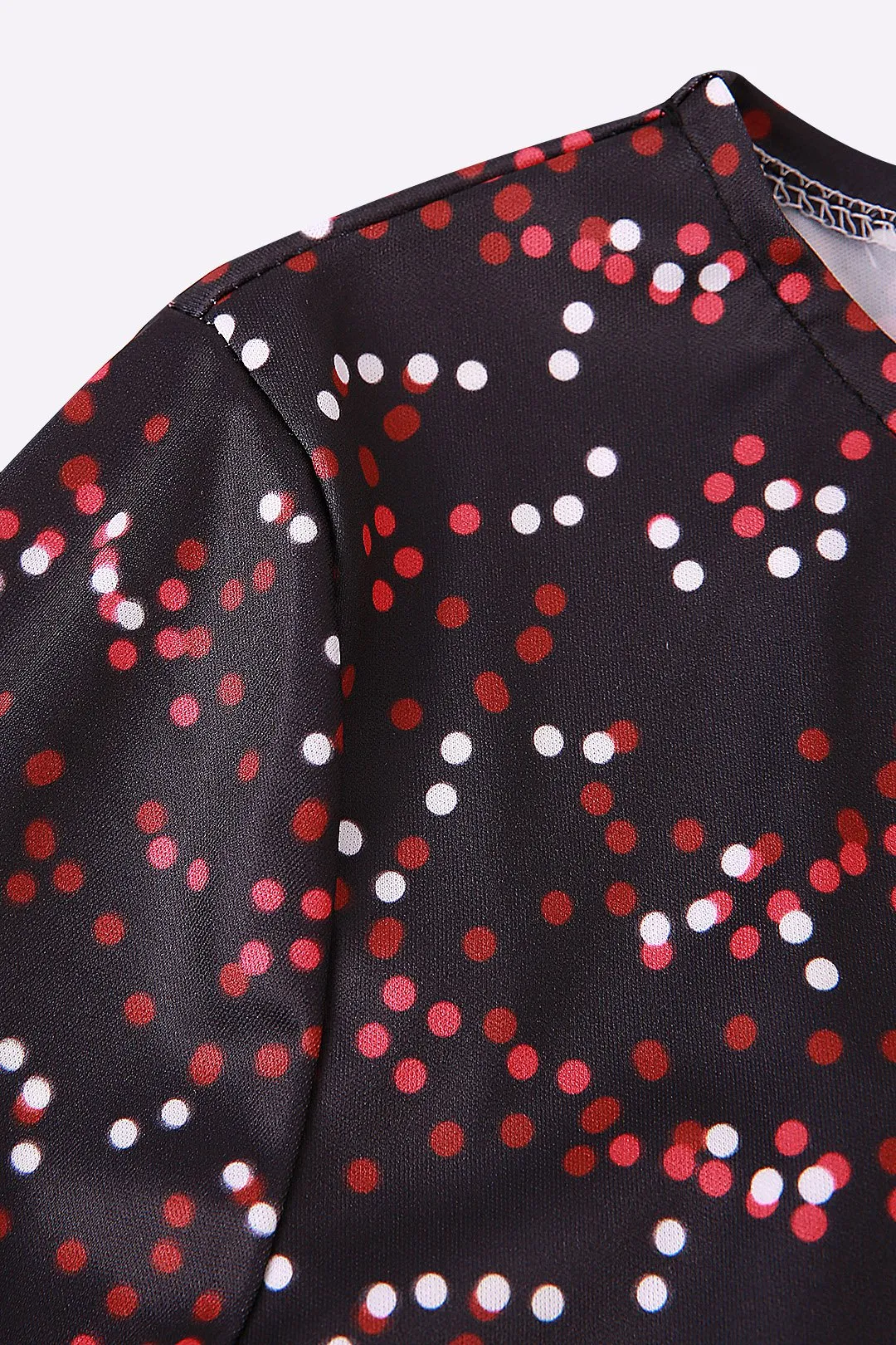 Wholesale Black Floral Print Round Neck Long Sleeve Mini Dress