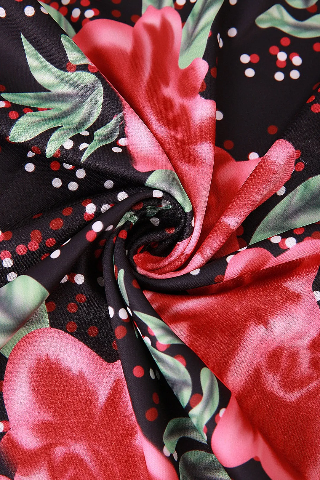 Wholesale Black Floral Print Round Neck Long Sleeve Mini Dress
