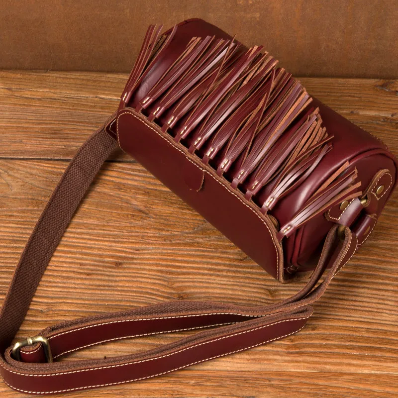 Womens Cute Leather Fringe Crossbody Bag Purse Over Shoulder Bags for Women