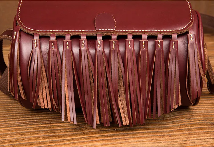 Womens Cute Leather Fringe Crossbody Bag Purse Over Shoulder Bags for Women